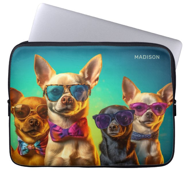 Capa Para Notebook Cães Legal com Nome Personalizado (Frente)