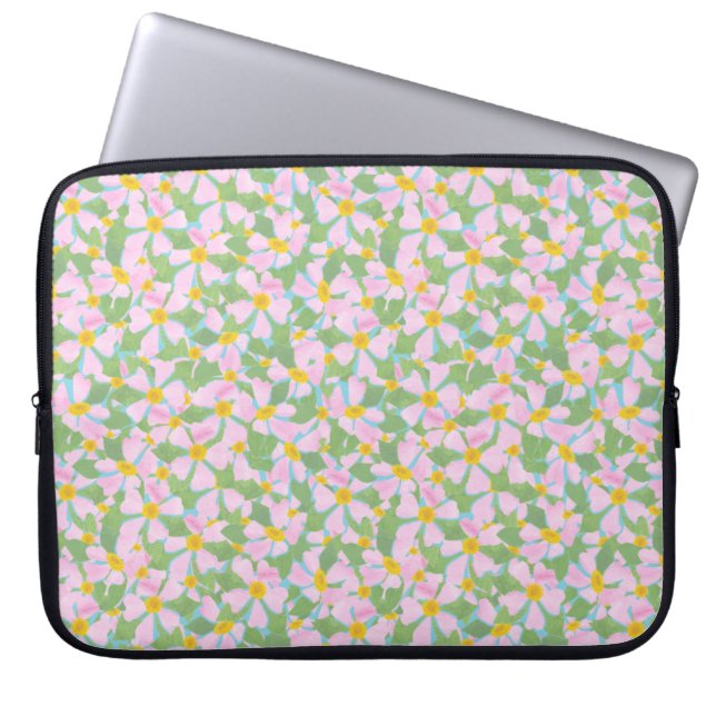 Capa Para Notebook Cães Rosa bonito com Bolsa de laptop Azul no Céu (Frente)