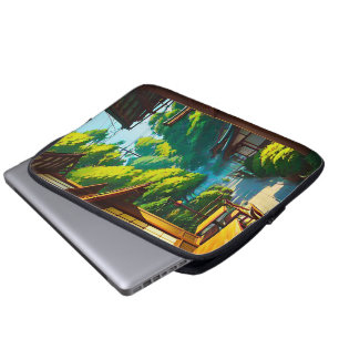 Capa Para Notebook Café ao Ar Livre do Jardim Japonês