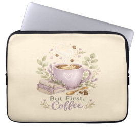 Capa Para Notebook Café Aquarela Lavanda Aconchegante