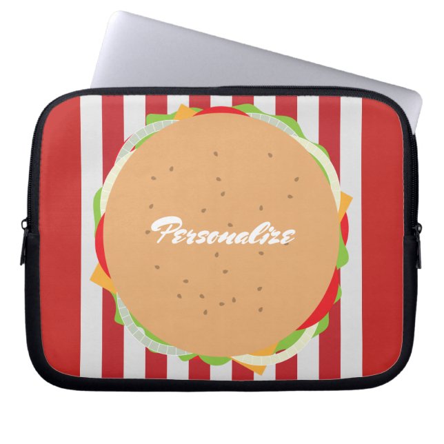Capa Para Notebook Café bonitinho, café vermelho-listrado, cheeseburg (Frente)