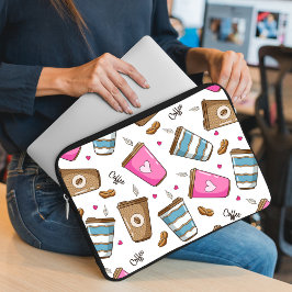 Capa Para Notebook Café, Café Feijão, Corações, Café Lover