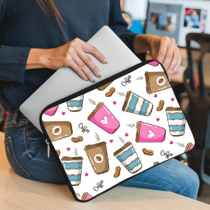 Capa Para Notebook Café, Café Feijão, Corações, Café Lover