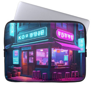Capa Para Notebook Café Coreano Neon LoFi Arte