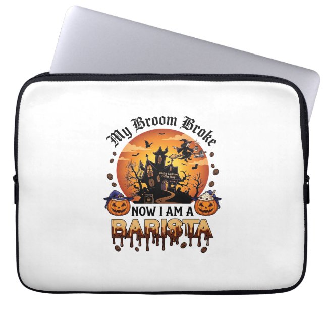Capa Para Notebook Café de Bruxa de Halloween com Batedeira Quebrada  (Frente)