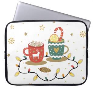Capa Para Notebook Café de Natal Dourado