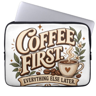 Capa Para Notebook Café Primeiro Tudo Mais Tarde Botânico Vintage