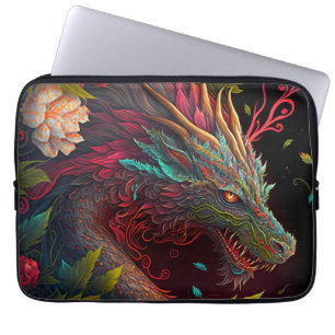 Capa Para Notebook Caixa de Laptop do Dragão Floral