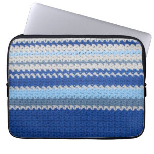 Capa Para Notebook Caixa do comprimido - Blue Strips in Crochet