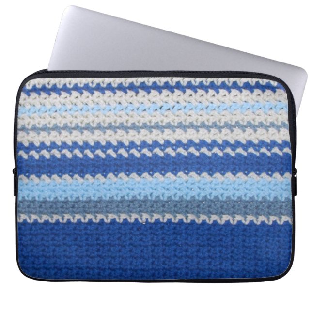 Capa Para Notebook Caixa do comprimido - Blue Strips in Crochet (Frente)