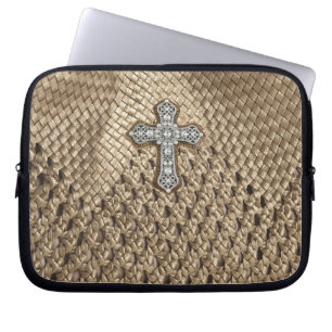 Capa Para Notebook Caixa tecida do laptop com cruz do cristal de