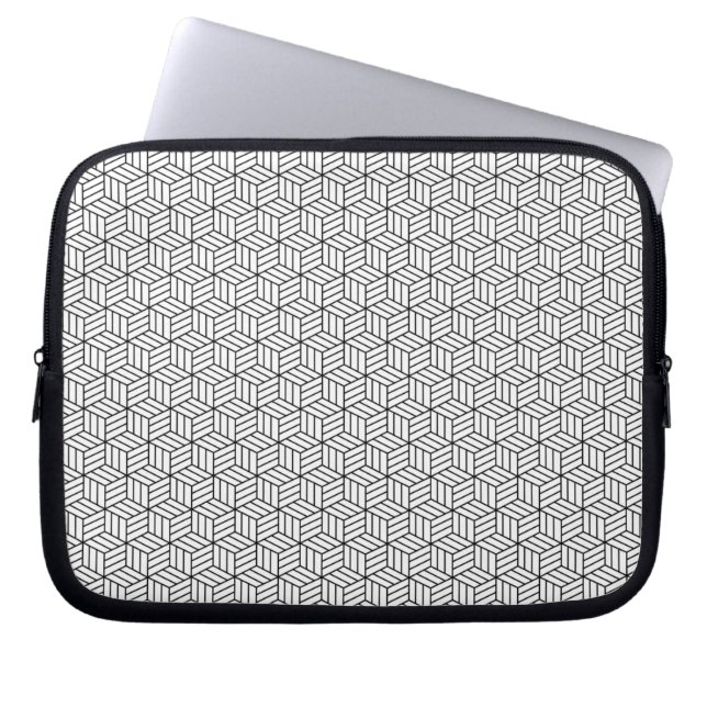 Capa Para Notebook Caixas Geométricas Modernas Linhas Quadradas Preto (Frente)