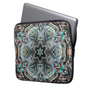Capa Para Notebook Caleidoscópio estelar e hexágono com textura clara
