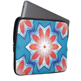 Capa Para Notebook Caleidoscópio estrelado vermelho-azul com dez pont