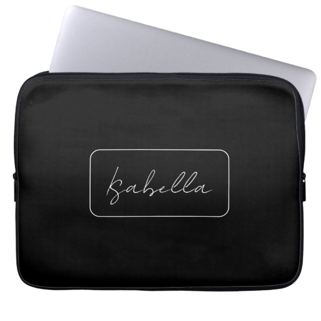 Capa Para Notebook Caligrafia Black White Plain Creative Modern Name (Frente)