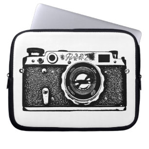 Capa Para Notebook Câmera do russo - preto no branco