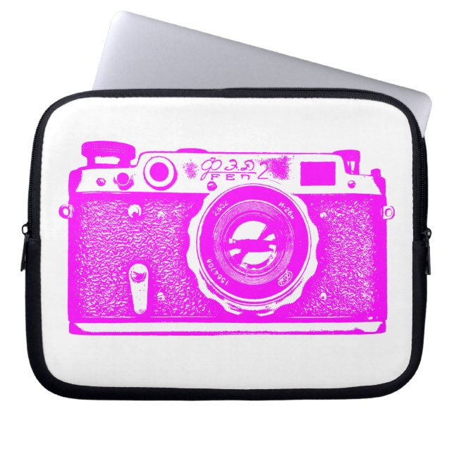 Capa Para Notebook Câmera Russa - Magenta em branco (Frente)