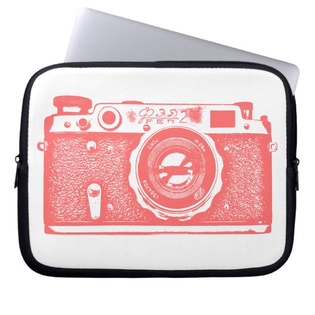 Capa Para Notebook Câmera russa - Rosa tropical em branco (Frente)