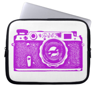 Capa Para Notebook Câmera Russa - Roxo em Branco