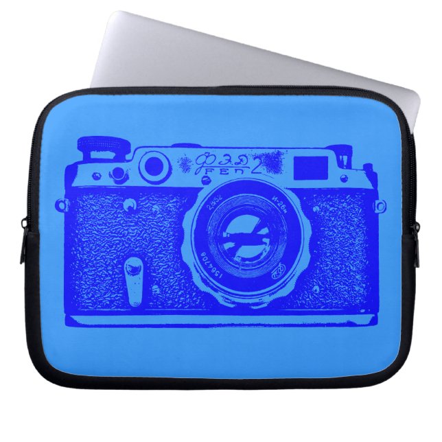 Capa Para Notebook Câmera Russa - Sombras de Azul (Frente)