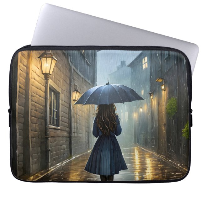 Capa Para Notebook Caminhando na chuva (Frente)