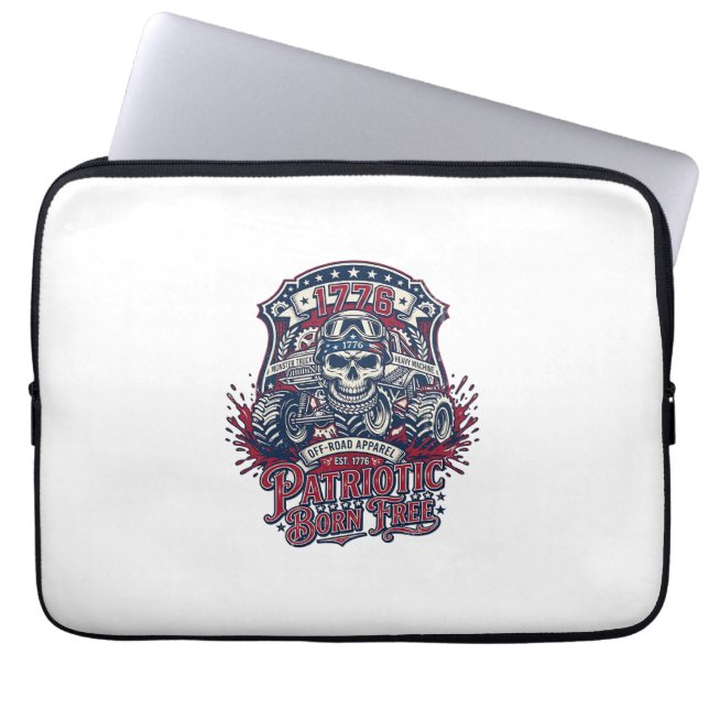 Capa Para Notebook Caminhão Monstro Patriótico 1776 Off Road Skull Pe (Frente)