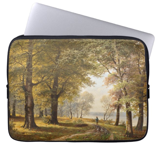 Capa Para Notebook Caminho da Floresta com Hiker no outono (Frente)