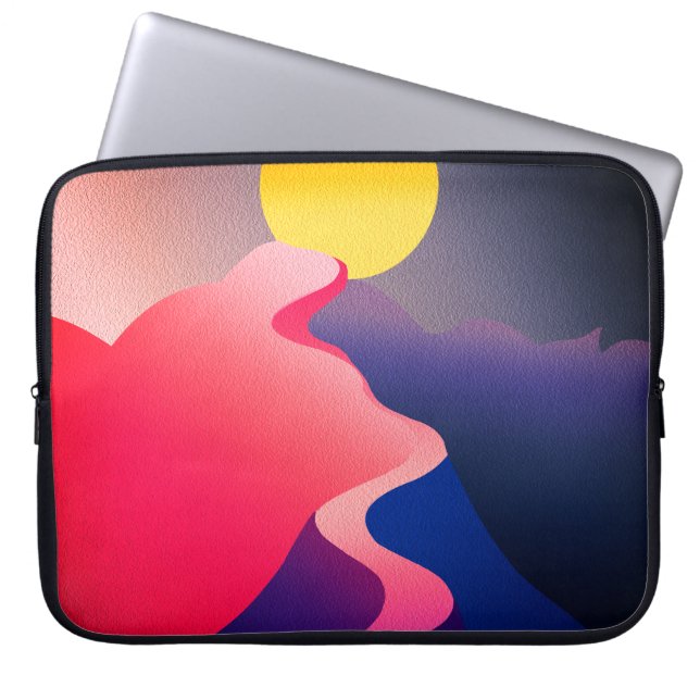 Capa Para Notebook Caminho para o Sol – Vibrante Montanha Abstrata (Frente)