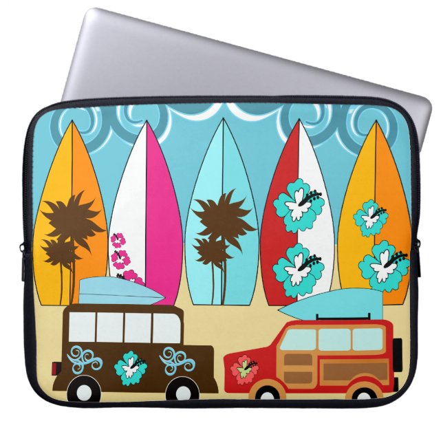 Capa Para Notebook Camionetes surfando do Hippie do vagabundo da (Frente)