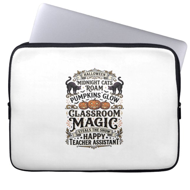 Capa Para Notebook Camisa de Assistente de Professor de Halloween com (Frente)