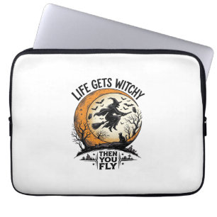 Capa Para Notebook Camisa de Bruxa Vintage Retro Voando Bruxa Hallowe