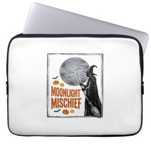 Capa Para Notebook Camisa de Bruxa Vintage Silhueta da Lua de Hallowe