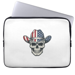 Capa Para Notebook Camisa de caveira de cowboy patriota com gravação