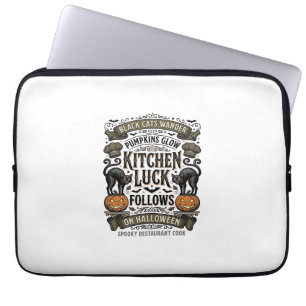 Capa Para Notebook Camisa de Cozinheiro de Halloween Gato Preto Vinta