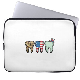 Capa Para Notebook Camisa de Dentista Patriota Dente Leopardo Vintage