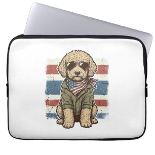 Capa Para Notebook Camisa de desenho de cachorro doodle patriótico vi