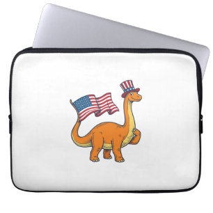 Capa Para Notebook Camisa de Dinossauro Patriótico com Gravura Vintag