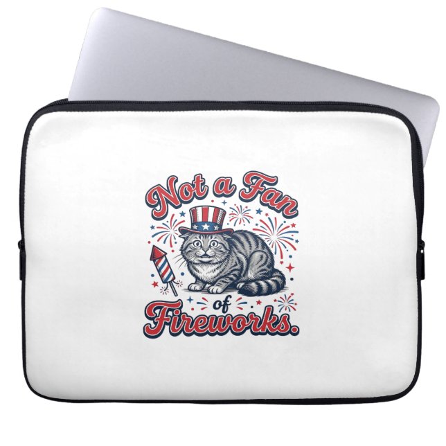 Capa Para Notebook Camisa de Gato Assustado Não é Fã de Fogos de Arti (Frente)