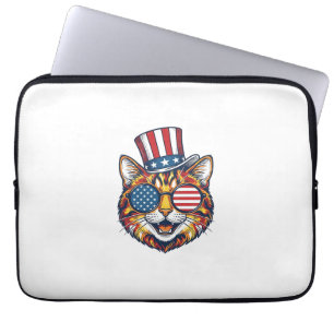 Capa Para Notebook Camisa de Gato Patriota com Desenho de Gravura Vin