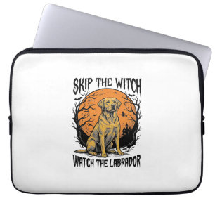 Capa Para Notebook Camisa de Labrador de Halloween com Aviso de Cão A