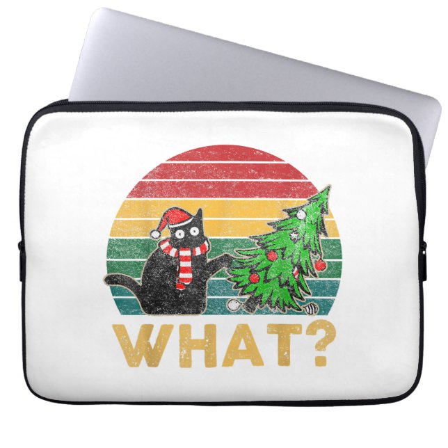 Capa Para Notebook Camisa de Natal de Suéter Feio Engraçado Gato Malv (Frente)