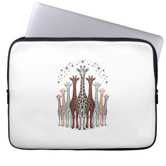 Capa Para Notebook Camisa de Safári com Manada de Girafas Gravadas Vi