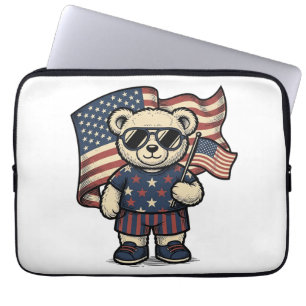 Capa Para Notebook Camisa de urso Teddy patriota com gravação vintage