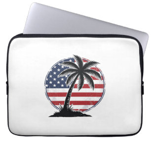 Capa Para Notebook Camisa de Verão da Bandeira Americana da Palmeira