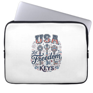 Capa Para Notebook Camisa de Vetor de Teclas da Liberdade Patriótica