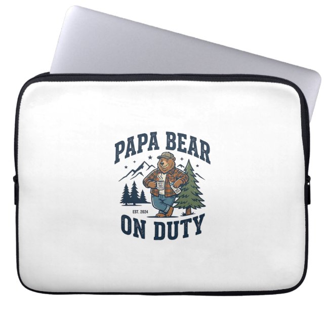 Capa Para Notebook Camisa do Dia dos Pais Papai Urso em Serviço Anima (Frente)