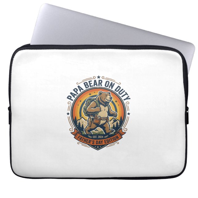 Capa Para Notebook Camisa do Dia dos Pais Papai Urso em Serviço Anima (Frente)