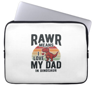 Capa Para Notebook Camisa engraçada de dinossauro Papai RAWR vintage
