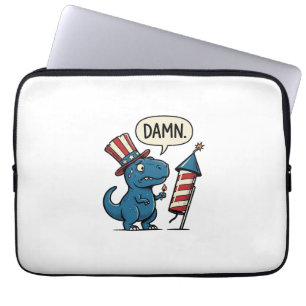 Capa Para Notebook Camisa engraçada patriótica de T-Rex com fogos de