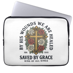Capa Para Notebook Camisa Floral Cruz Cristã Salva Pela Graça